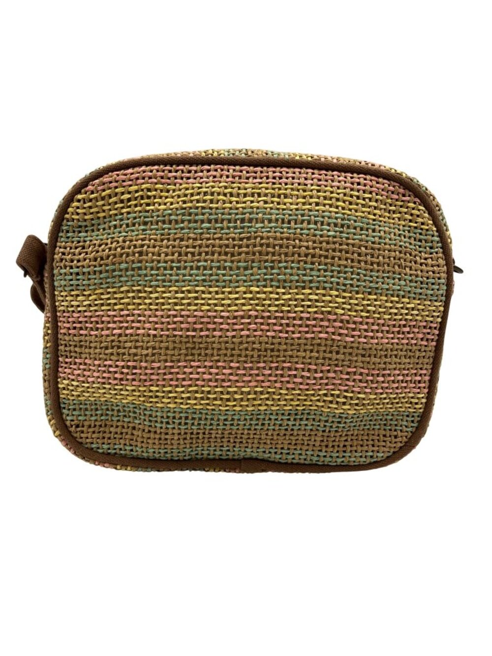 MMs Brands Multicolored Striped Woven Straw Crossbody Bag